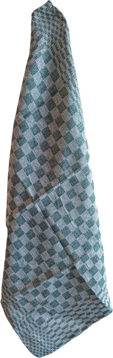 Theedoek groen 50 x 70 cm - keuken - geblokt - 100% katoen - 6 stuks
