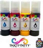 Inktfinity EcoTank Set | Premium Dye Sublimatie inkt | 4x 70ml | Geschikt voor alle Ecotank Epson Printers! (Alleen geschikt voor hittepers!)