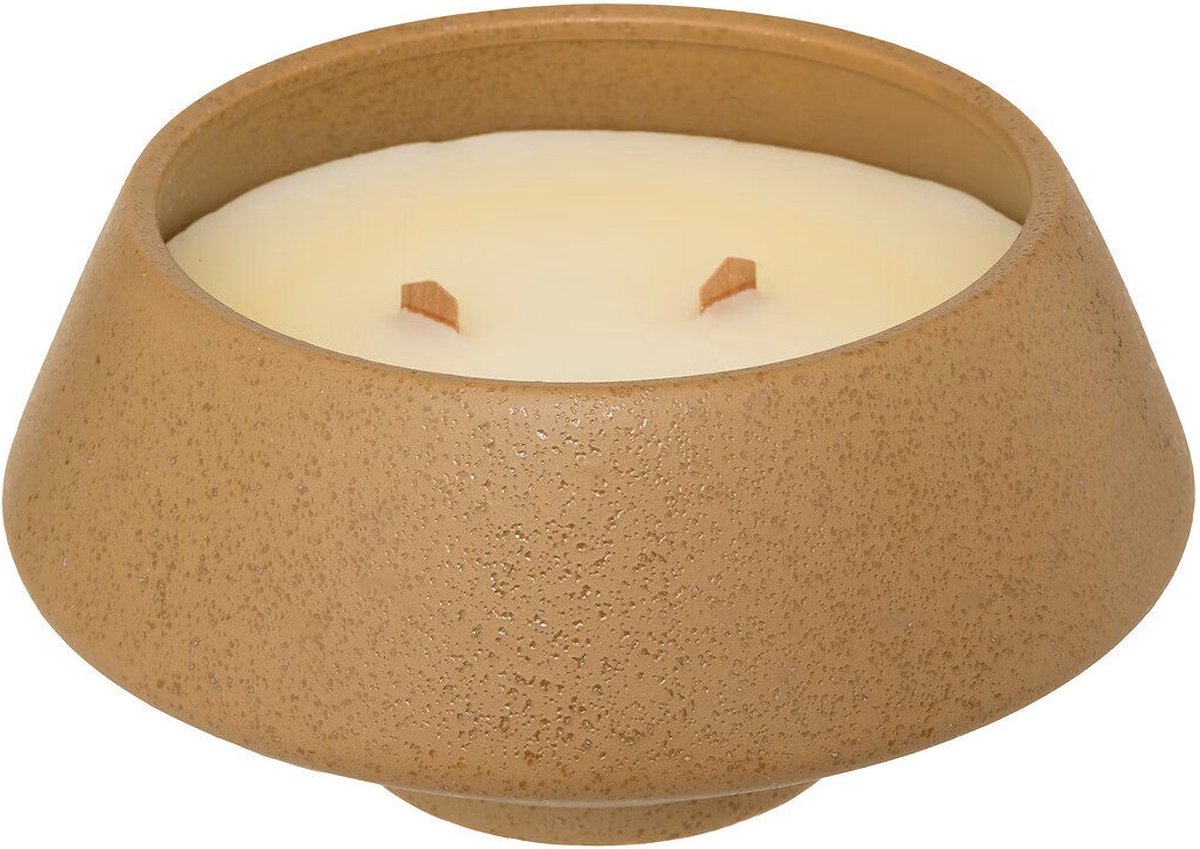 Atmosphera Inuit Geurkaars in keramische pot - Spicy Vanille - 580g - Brandtijd 30u - Bruin Multi