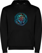 Zwarte unisex hoodie met “ Kleurrijke Sterrenbeeld Schorpioen – Astrologie – Horoscoop – Zodiac Signs “ Print Full Color merk Roly maat L