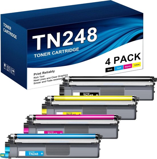 Pack de 4 | Cartouche de toner compatible avec Brother TN-248 | Multipack de 4 pièces Convient pour Brother L3515CDW - L3520CDW - L3527CDW - L3555CDW - L3560CDW - L3215CW - L3220CW - L3240CDW - L8230CDW - L8240CDW - L3740CDW - L3760CDW - L8340CDW