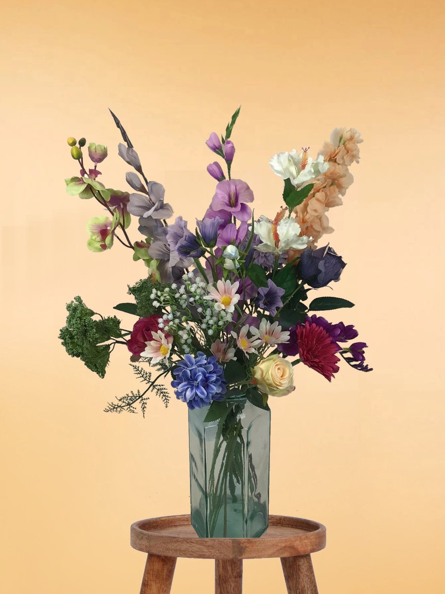 The Bloomistic® – Zijden Boeket – 60-70 cm hoog – Kunstbloemen – 18 stelen – moederdag – nepbloemen – housewarming cadeau – decoratie – decoratie woonkamer