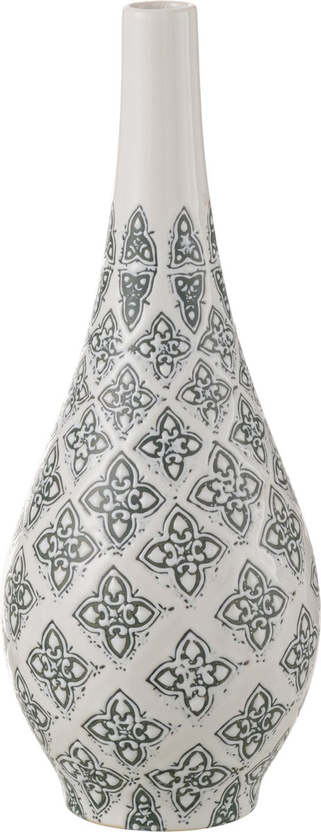 J-Line vaas Kousa Peer - porselein - blauw/wit - 43 cm hoog Multi