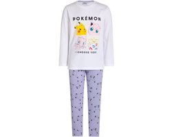 pokemon pyjama - pokémon - kind - maat 116/122 - paars/wit - lange mouw - 100% katoen