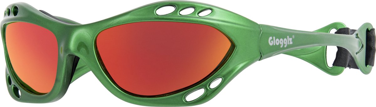 Glogglz® Rayz – Sportzonnebril – Groen – Spiegelglazen – Gepolariseerd – UV400 – Wrap-around