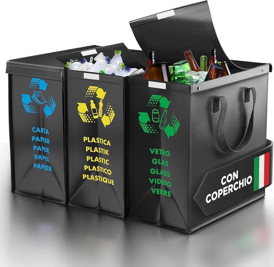 Stevige Zakken Met Harde Bodem Kantoor Recycling Systeem Duurzame Afvalscheider Voor Efficiënte Recycling Recycling Zakken 3 Vakken Recycling Zakken Met Deksel