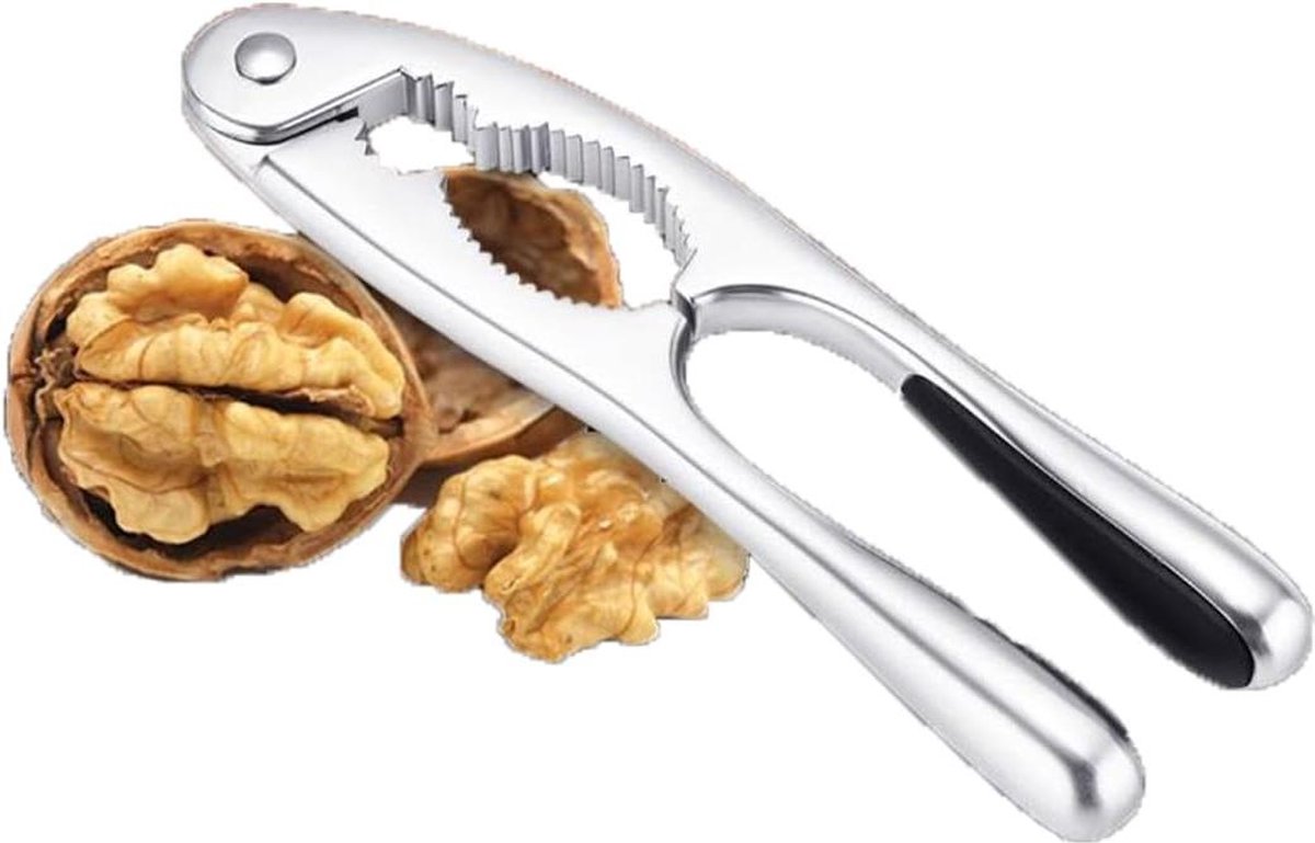 Notenkraker - walnoten en hazelnoten - versterkte krachtoverbrenging - ergonomische handgreep van roestvrij staal - robuust metaal