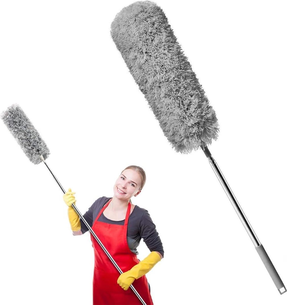 Goedkoopste Telescopische plumeau 290 cm lang uittrekbaar - wasbare spinnenwebverwijderaar en stofwisser - moeilijk bereikbare plaatsen