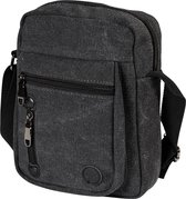 Yakfield – Schoudertas - Crossbody Tas- Klein model - Kado - Heren –  Dames - Zwart - Vintage Canvas Katoen - Nektasje voor telefoon - 4 afsluitbare vakken - 24x18x5 cm