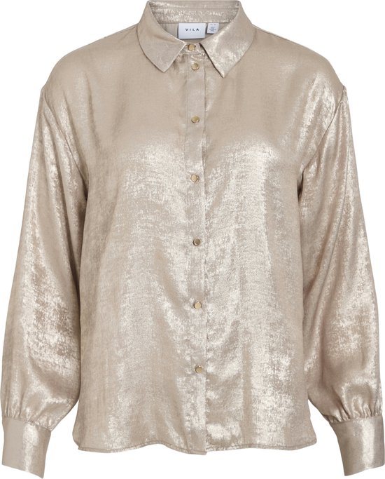 Vila Blouse Vimetalla L/s Shirt/r 14109388 Birch/glitter Light Gold Dames Maat - W48