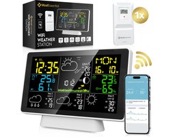 MostEssential Weerstation Wifi Edition - Draadloos Weerstation met Buitensensor - Hygrometer - Binnen en Buiten - 150 Meter Bereik - Inclusief App - Wit - 1 sensor MostEssential Weerstation Wifi Edition - Draadloos Weerstation met Buitensensor - Hygrometer - Binnen en Buiten - 150 Meter Bereik - Inclusief App - Wit - 1 sensor