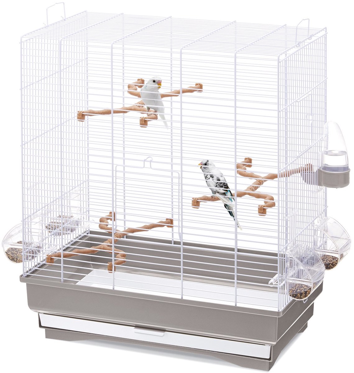Bol.com Imac Vogelkooi Carlotta - Taupe/Wit - 50x30x56 cm, Met Schuiflade, Zitstokken en Voerbakken aanbieding