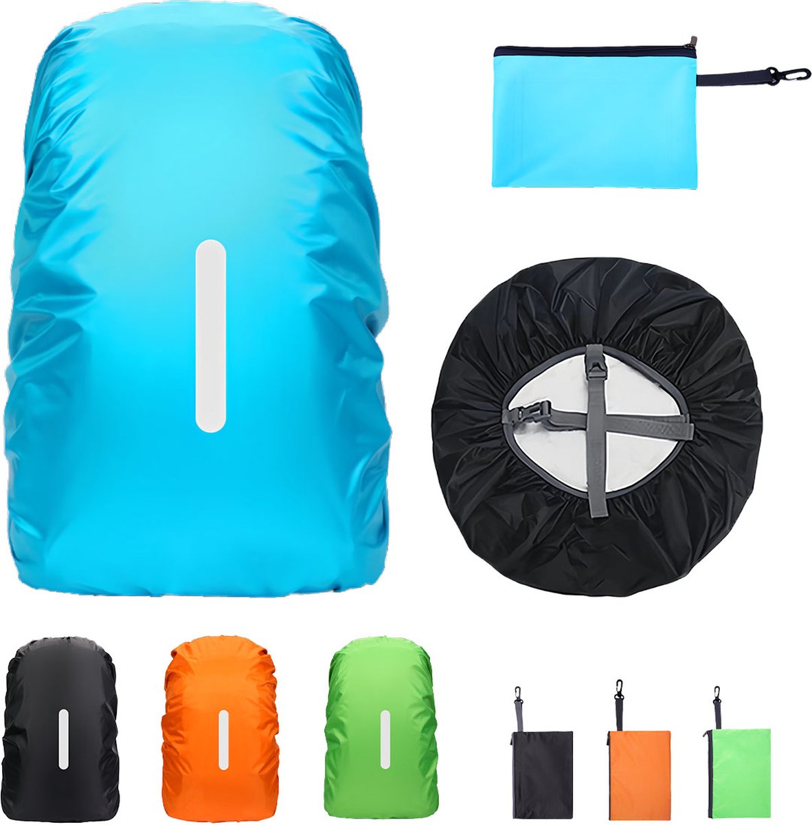 MØBLER & CO Regenhoes Rugzak - Rugzakhoes - Waterdicht & Reflecterende - Flightbag 30 t/m 40 Liter -Blauw - Maat M