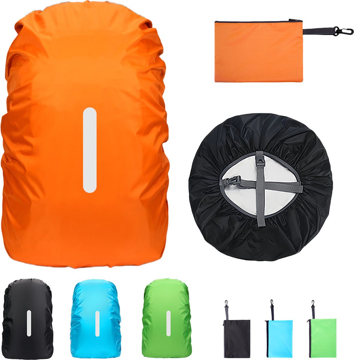 MØBLER & CO Regenhoes Rugzak - Rugzakhoes - Waterdicht & Reflecterende - Flightbag 30 t/m 40 Liter -Oranje - Maat M