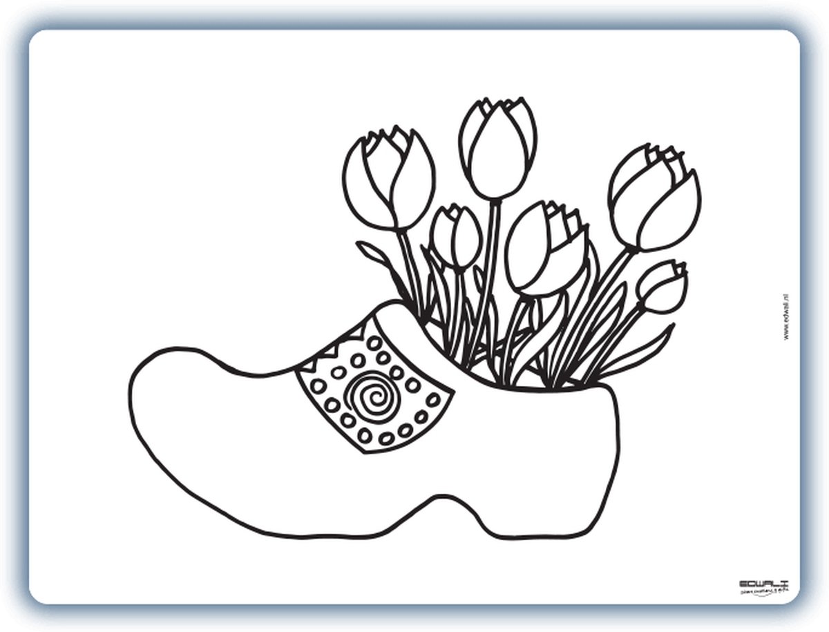 Placemat Tulpen in klomp - inkleurbaar en uitveegbaar - 30 x 40 cm