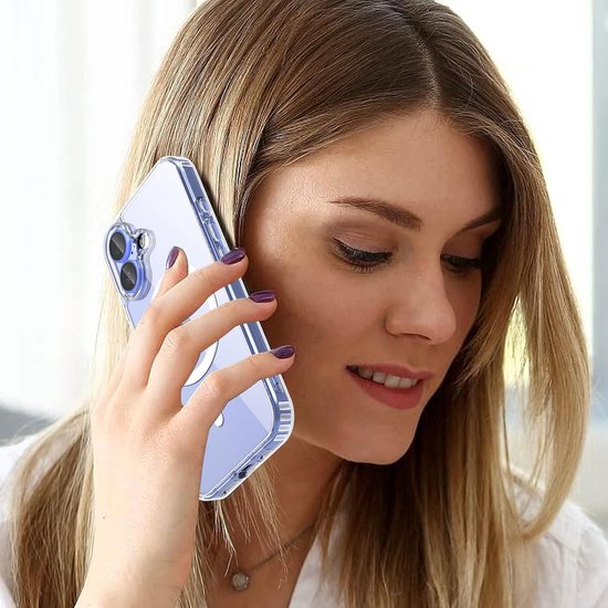 Étui magnétique compatible avec : iPhone 16 avec 2 protecteurs d'écran et 2 protecteurs d'objectif d'appareil photo [Compatible Mag Safe] Coque souple en TPU antichoc et anti-rayures transparente