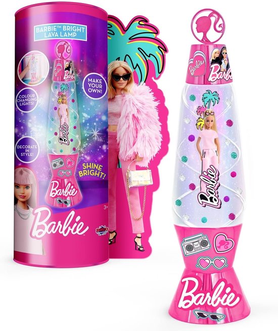 Barbie GlitterLamp Voor Kinderen - Lava Lamp 31 cm - Nachtlampje - Lavalamp Sfeerverlichting - Kleurveranderende Lampen - Maak Je Eigen Barbie Light Up Lavalamp