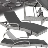 Bol.com tectake® - Wicker zonnestoel ligstoel ligbed zonnebed - Verstelbare rugleuning (5 standen) - Incl. ligkussen met wasbare... aanbieding