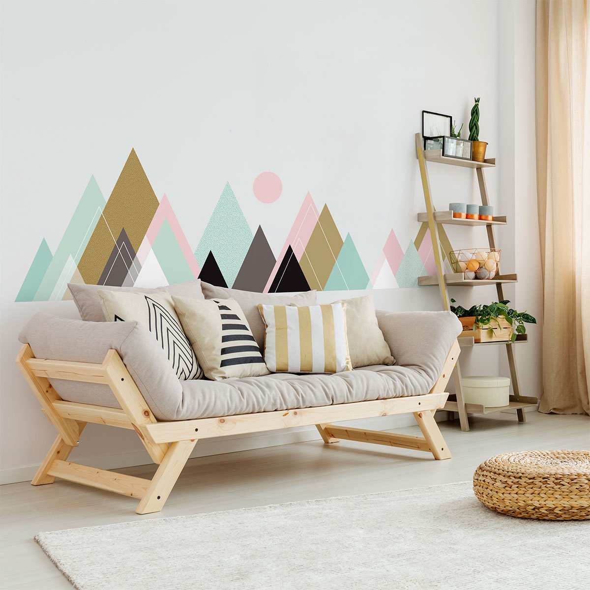 Ambiance Sticker Muurstickers - Decoratie voor slaapkamer/woonkamer - Gigantische muursticker van de Scandinavische bergen, Ardennen - 80x120cm Multi color