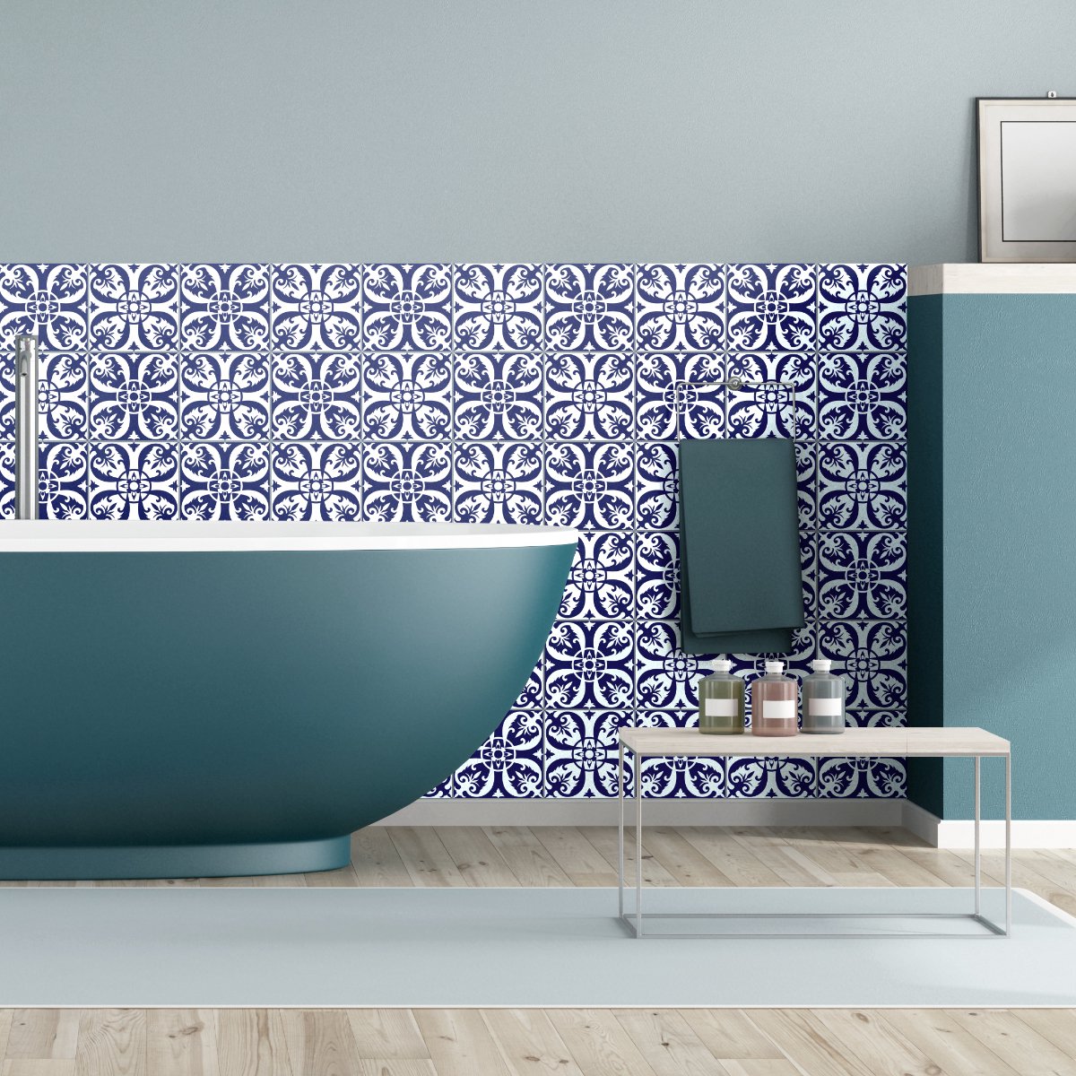 Ambiance Sticker Zelfklevende tegelmuurstickers voor keuken en badkamer - 60 Marta Azulejos tegelstickers - 60 stickers 10x10cm Multi color
