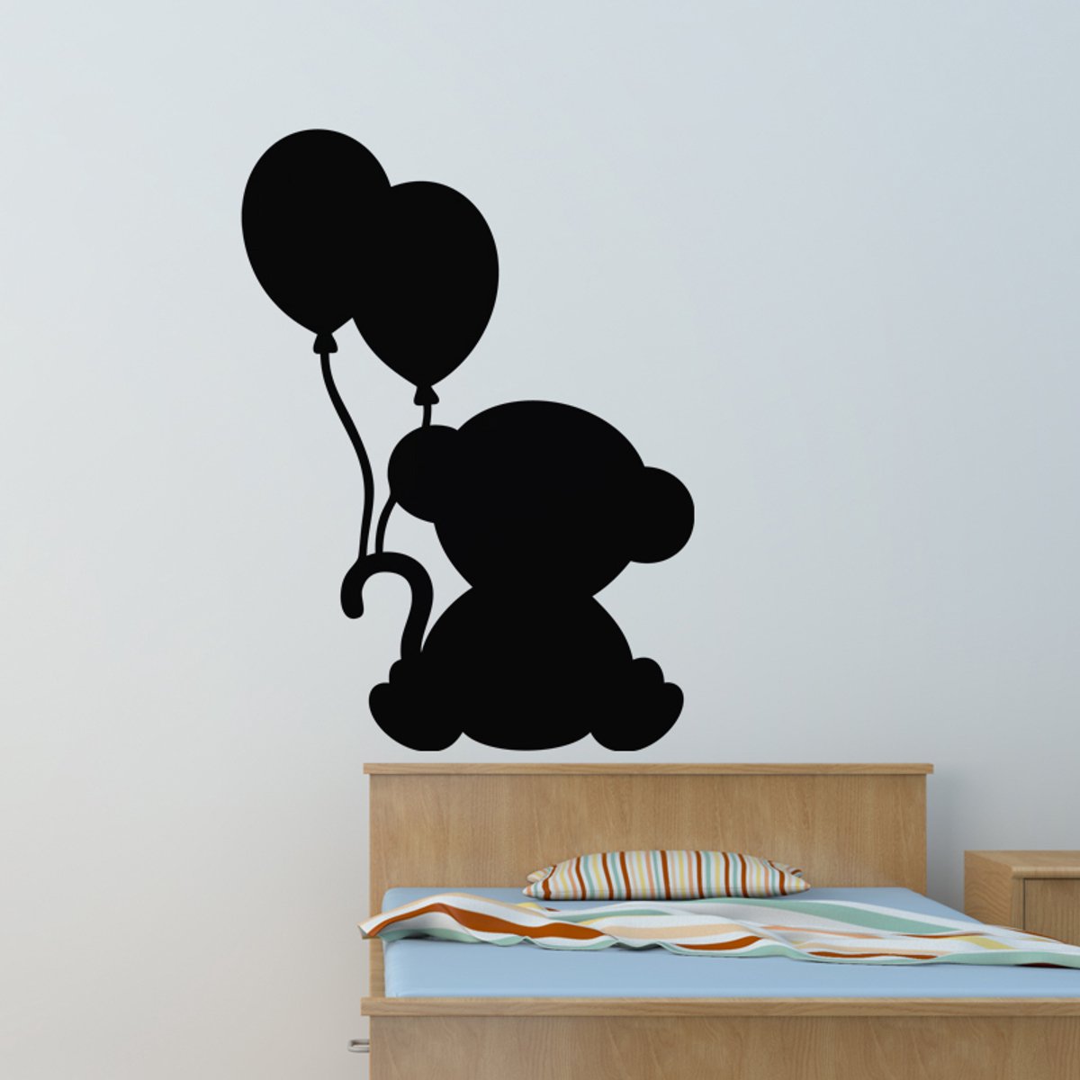 Ambiance Sticker Schoolbordsticker - uitwisbare zelfklevende muurstickers - TEDDYBEER MET BALLONNEN - 135x100cm Multi color