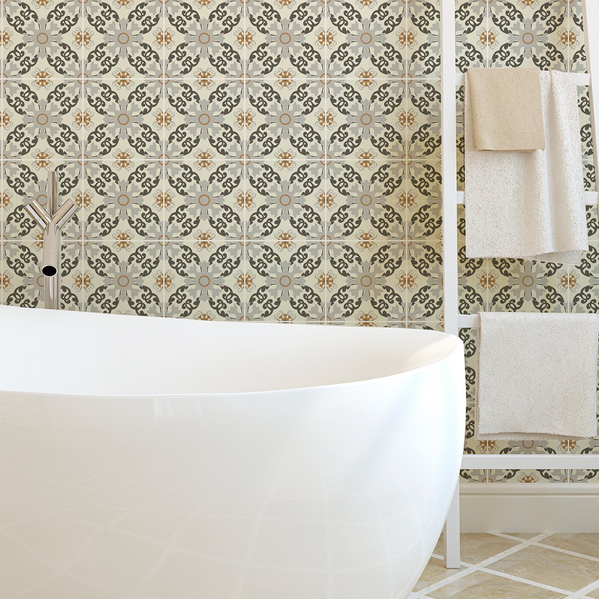 Ambiance Sticker Zelfklevende tegelmuurstickers voor keuken en badkamer - 24 Carminda Azulejo tegelstickers - 24 stickers 10x10cm Multi color