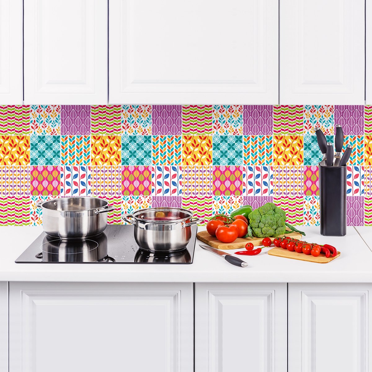 Ambiance Sticker Zelfklevende tegelmuurstickers voor keuken en badkamer - 9 Azulejos Rogriguez tegelstickers - 9 stickers 10x10cm Multi color