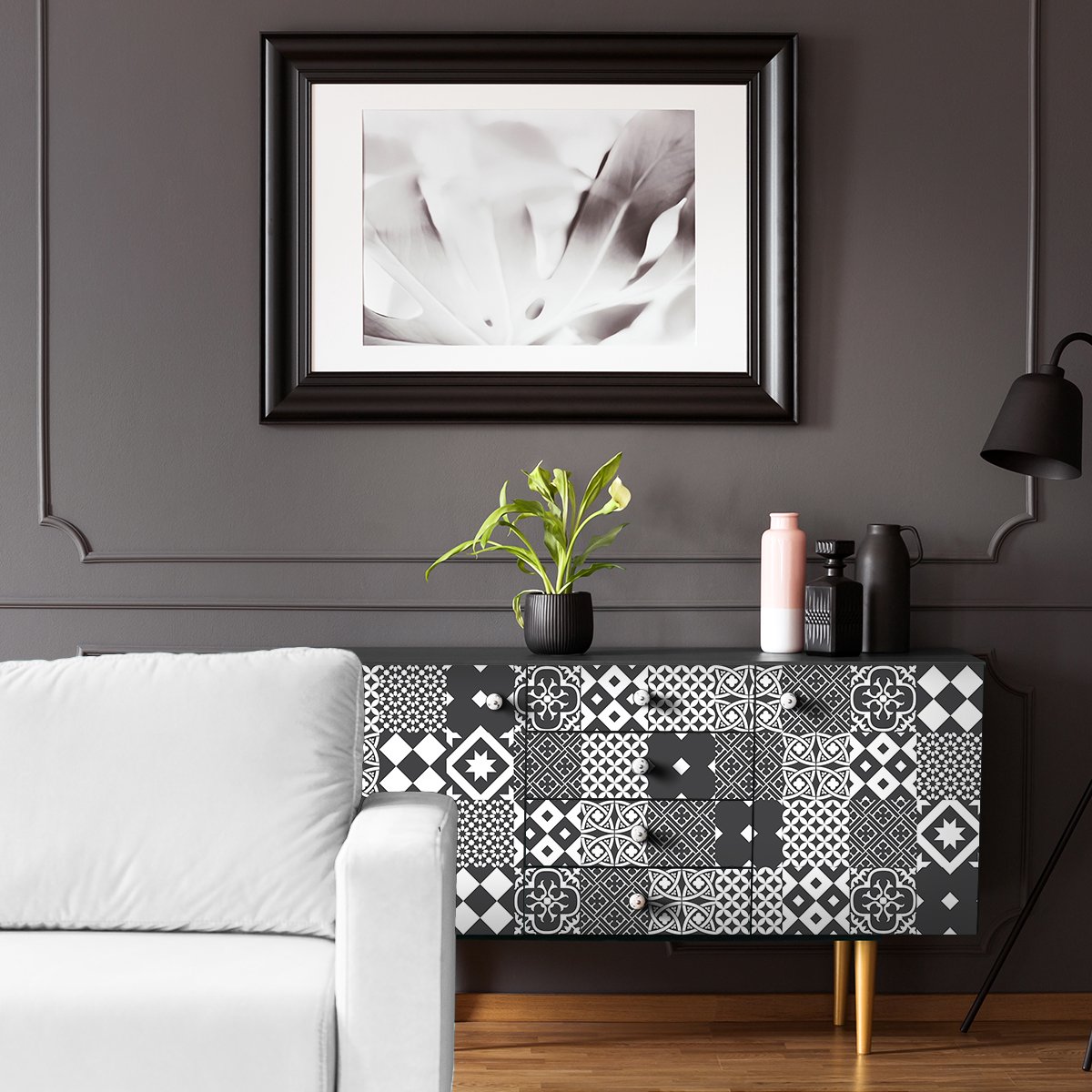 Ambiance Sticker Decoratieve meubelstickers - 30 authentieke Verina cementtegel meubelstickers - 30 stickers 20x20cm Multi color