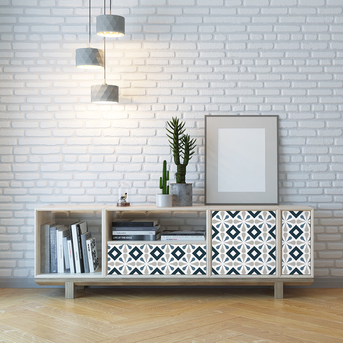 Ambiance Sticker Meubeldecoratiestickers - Zelfklevende stickers voor keuken en woonkamer - 30 GEPETO cementtegel meubelstickers - 30 stickers 20x20cm Multi color