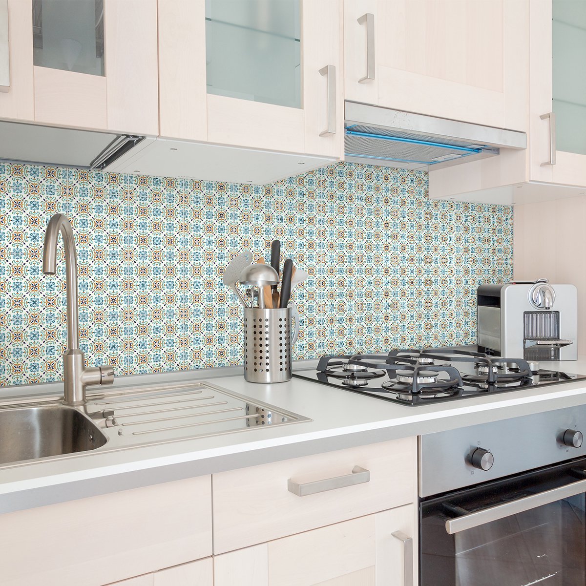 Ambiance Sticker Zelfklevende tegelmuurstickers voor keuken en badkamer - 30 Gianluca Azulejos tegelstickers - 30 stickers 20x20cm Multi color