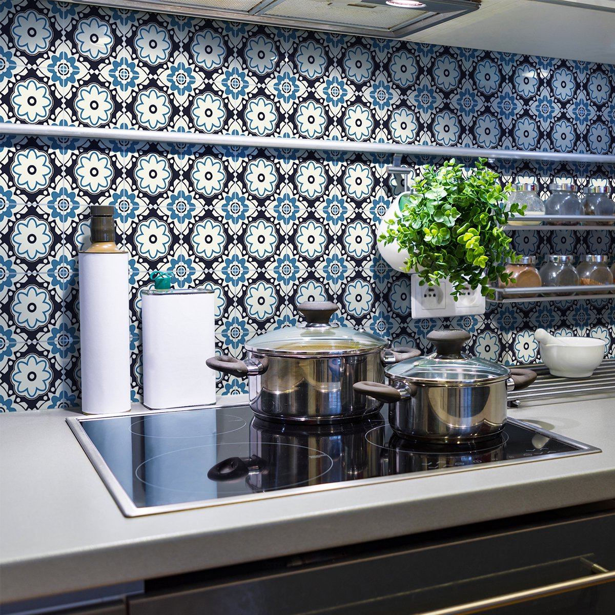 Ambiance Sticker Zelfklevende tegelmuurstickers voor keuken en badkamer - 30 tegelstickers, Azulejos Indira - 30 stickers, 15x15cm Multi color