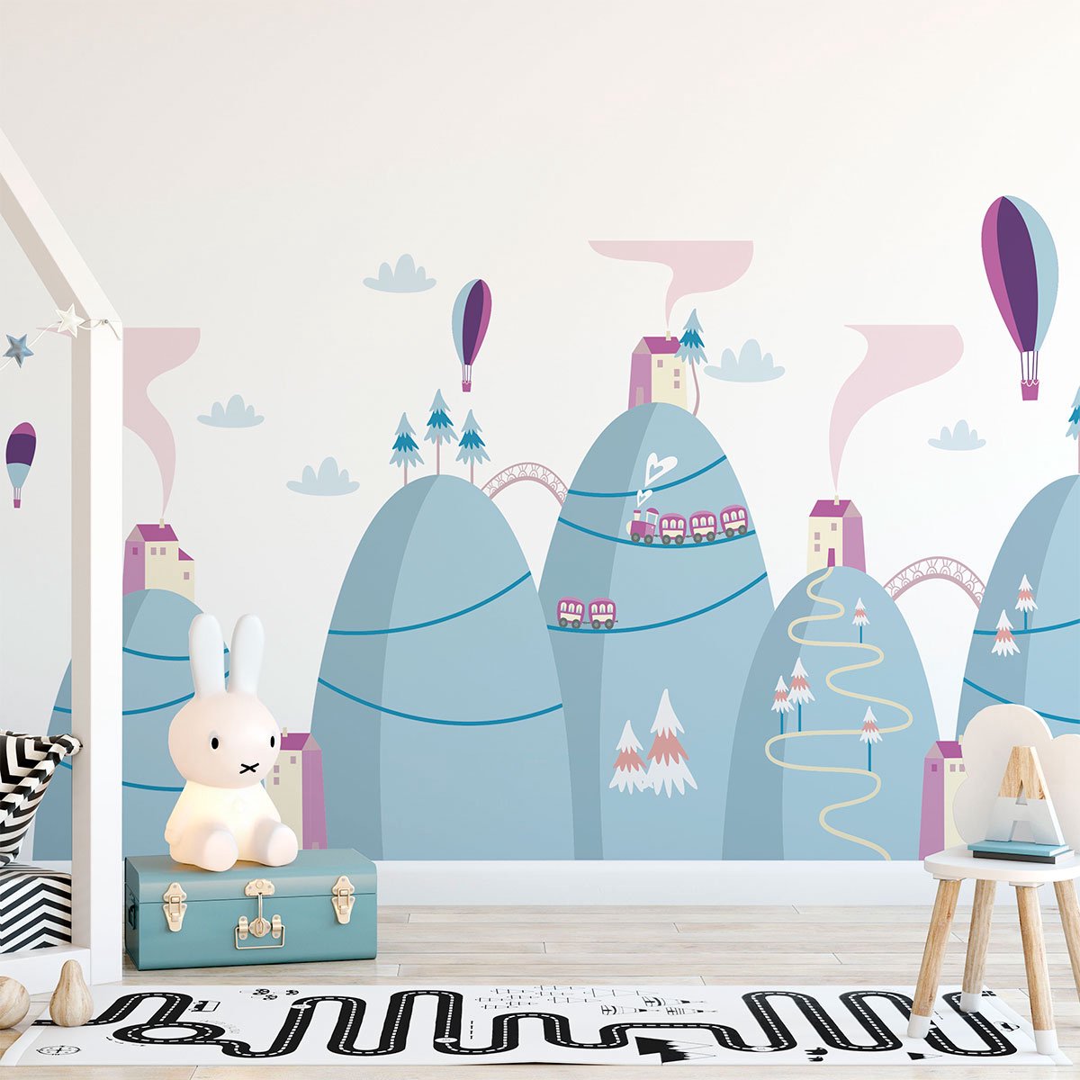Scandinavische bergstickers met prachtige heteluchtballonnen, 50 x 75 cm