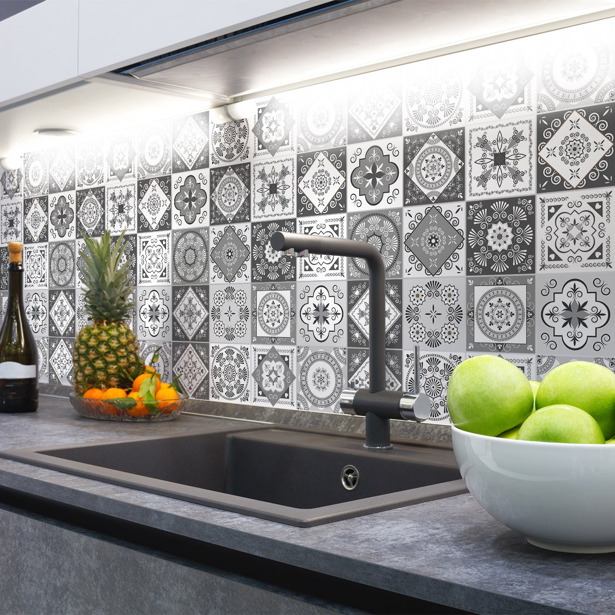 Ambiance Sticker Zelfklevende tegelmuurstickers voor keuken en badkamer - 24 Azulejos Taliha tegelstickers - 24 stickers 10x10cm Multi color