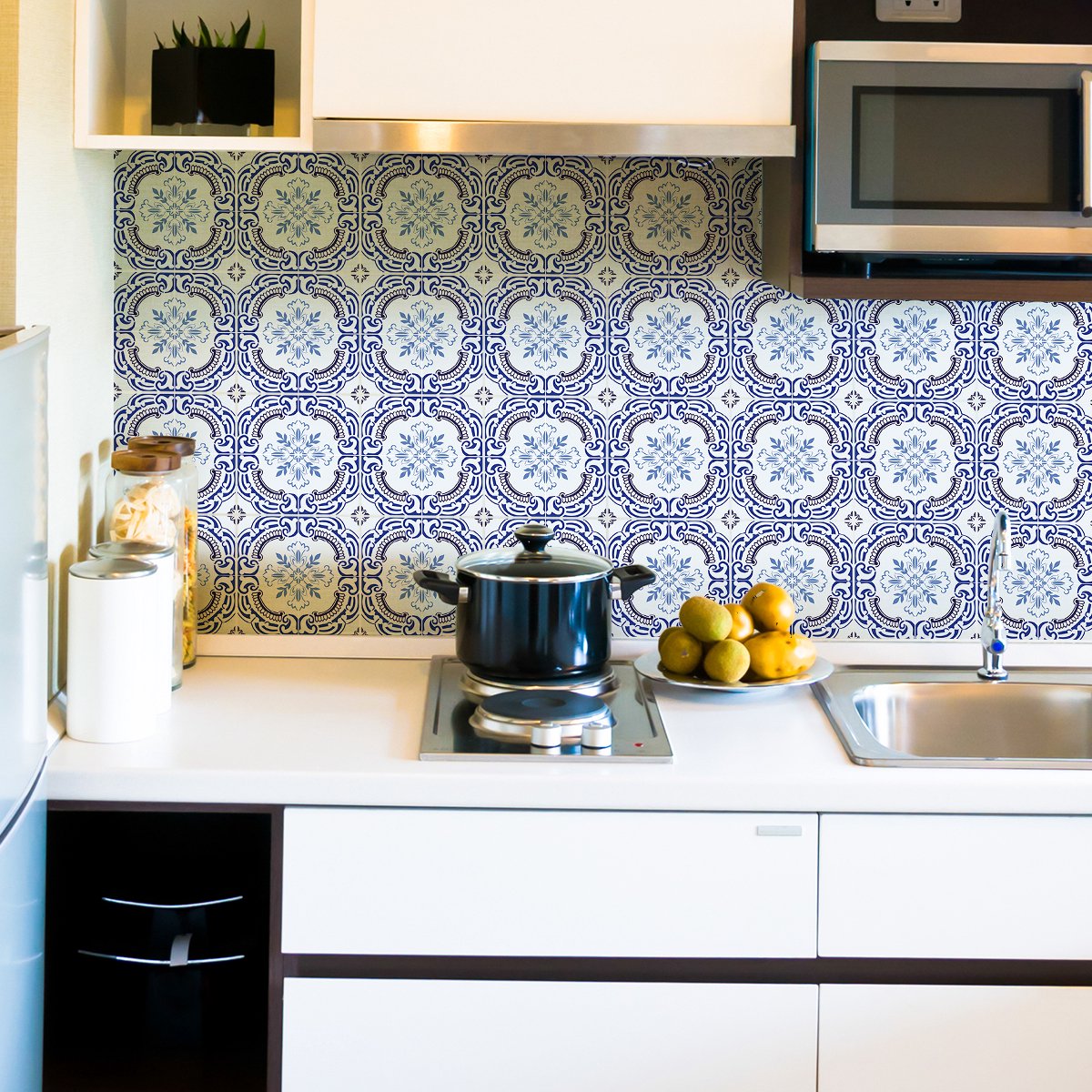 Ambiance Sticker Zelfklevende muurtegelstickers voor keuken en badkamer - 24 AZULEJOS SAMARA tegelstickers - 24 stickers van 15x15 cm Multi color