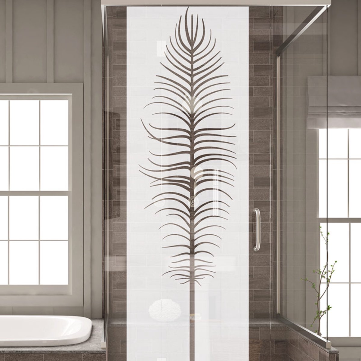 Privacy raamfolie - Feather - Zelfklevende raamfolie voor ramen en douchedeuren - 185x55cm