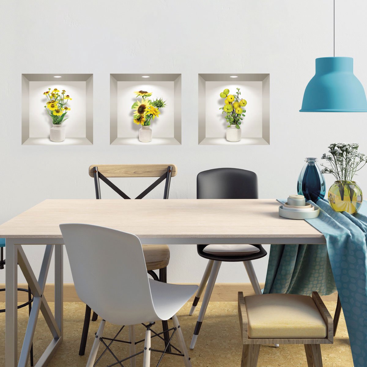 Ambiance Sticker 3D-stickers van gele lentebloemen, 40 x 120 cm Multi color
