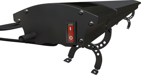 Close-up van het bedieningspaneel van een VOLT! heater met een digitaal display en een aan/uit schakelaar.