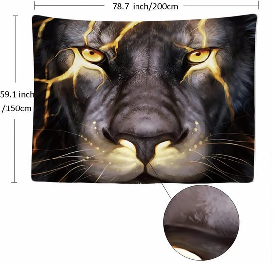 Ulticool - Lion Lion Head Nature - Tapisserie - 200x150 cm - Groot tapisserie - Affiche