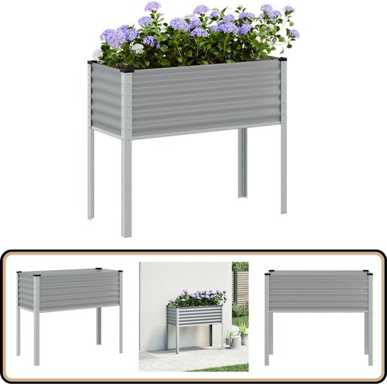 vidaXL Plantenbak 114x40x68 cm gegalvaniseerd staal grijs - Bloembakken en Plantenbakken