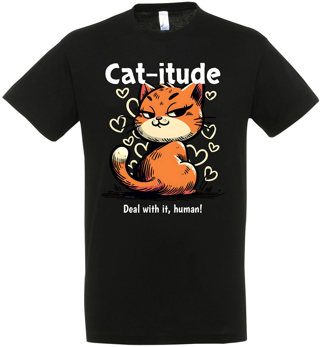 Cat-titude T-shirt - Dames - Heren - Unisex - Katten T-shirt - Grappig T-shirt - Tshirt Met Print - Grappig Verjaardag kado - Dierenliefhebber - Cadeau - Maat S