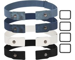 Gesploze Riem - 4 Stuks Gespvrije & Elastische Riem Voor Dames & Heren - Elastische Riem - Elastische Riem Zonder Gesp - 3cm Breed - Elastische Broekriem Zonder Gesp - Riem Zonder Gesp - Gespvrije Riem - Zwangerschapsriem - Riem Zonder Gaatjes