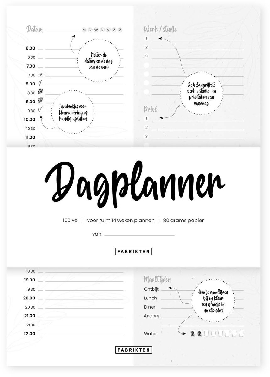 Fabrikten Dagplanner - zwart wit - A5 - Minimalistisch - Duurzaam