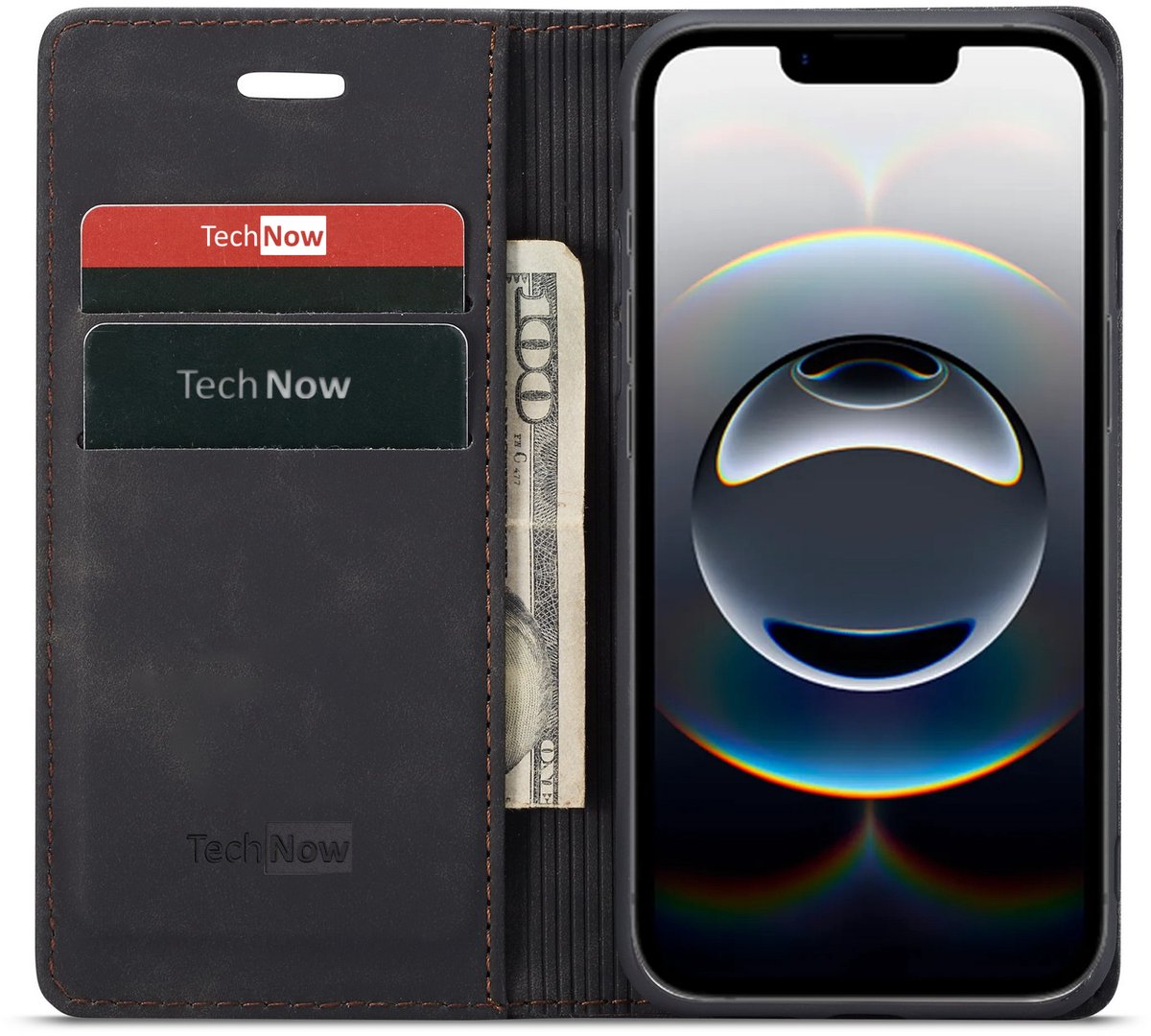 Hoesje geschikt voor iPhone 16e / 17e - Book Case Leer Slimline Zwart