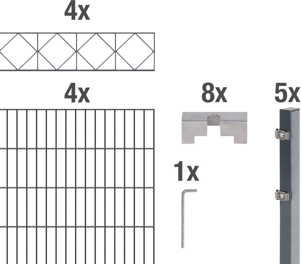 Alberts dubbel gaashekwerk Bergen staalhekwerk antraciet hoogte 100 - 160 cm, lengte 2 - 20 m