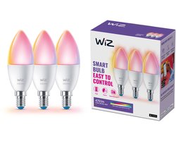 WiZ Kaarslamp 3-pack - Gekleurd en Wit Licht - Slimme LED Verlichting - E14 fitting - 40W - mat - Wi-Fi