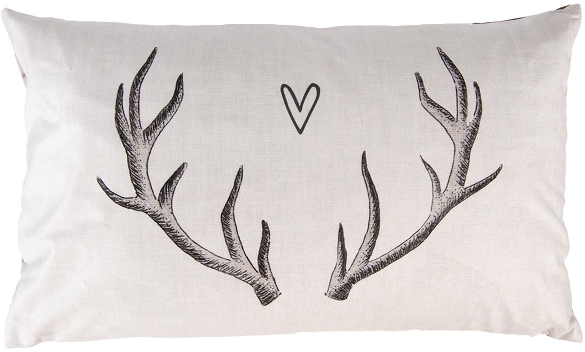 Clayre & Eef Kussenhoes 30x50 cm Beige Polyester Gewei