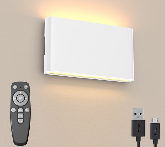 LED wandlamp op accu Magnetic, zwart, CCT, IP54, dimbaar