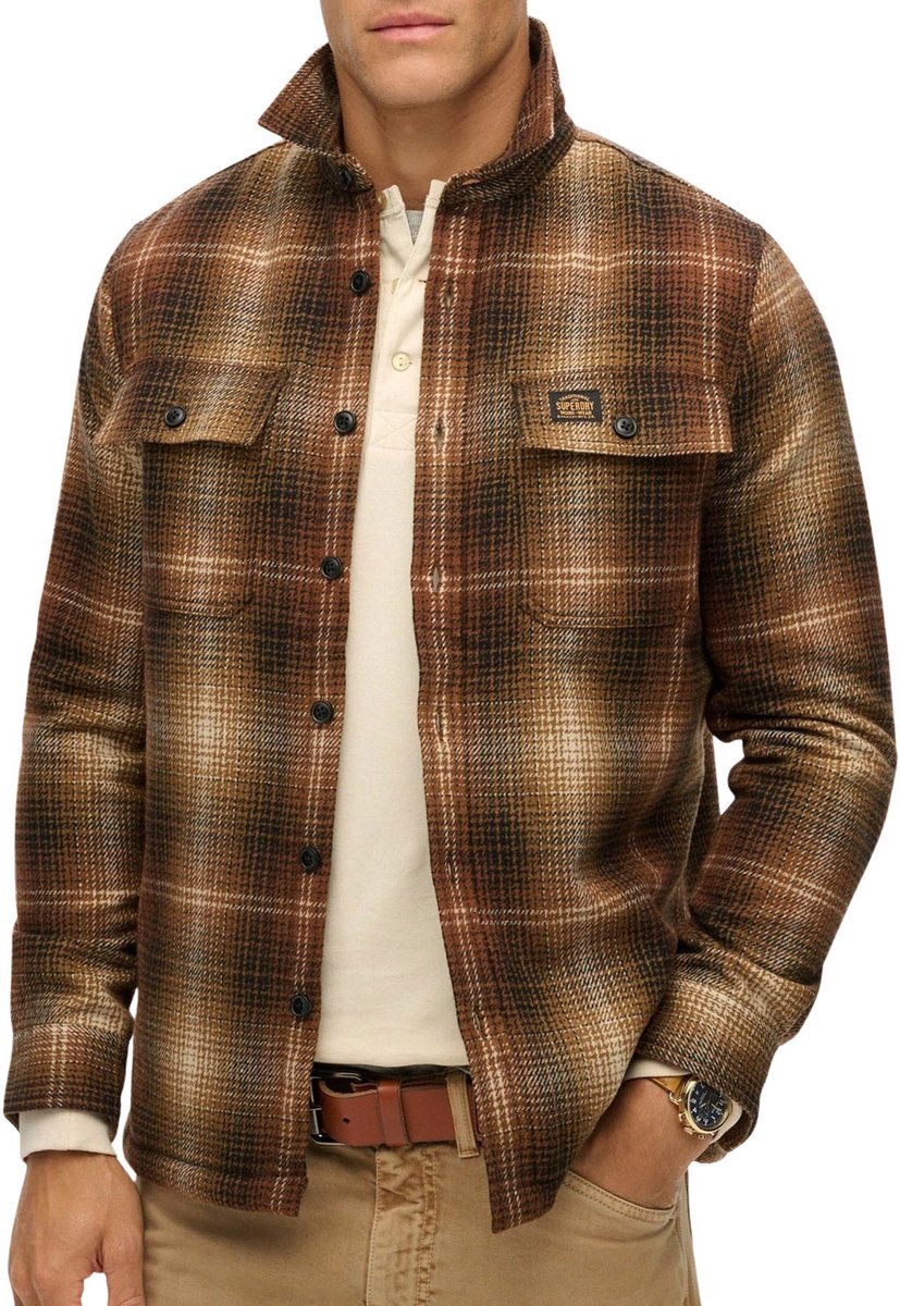 Superdry WOOL MILLER OVERSHIRT Heren Trui 2XL Bruin