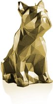 Geel goud gelakte figuurkaars, design: Bulldog Poly Hoogte 15 cm (24 uur)