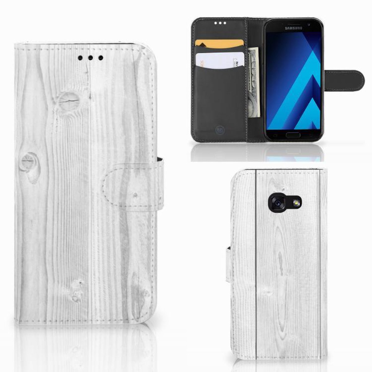Boekhoesje voor Samsung Galaxy A30 Book Style Case White Wood